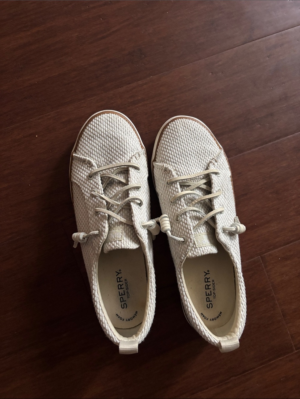 Sperry women’s Beige/Ivory Mesh Lace-Up Boat Sneakers